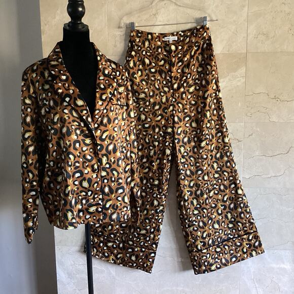 Express x LadyGang Leopard Satin Blazer & Pants Set – Medium - Bold Holiday Glam - Picture 2 of 10